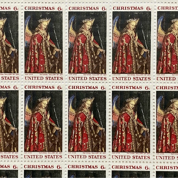 Christmas Stamp 1968 Van Eyck National Gallery of Art 6 Cent Sheet of 50 Mint - Picture 8 of 14